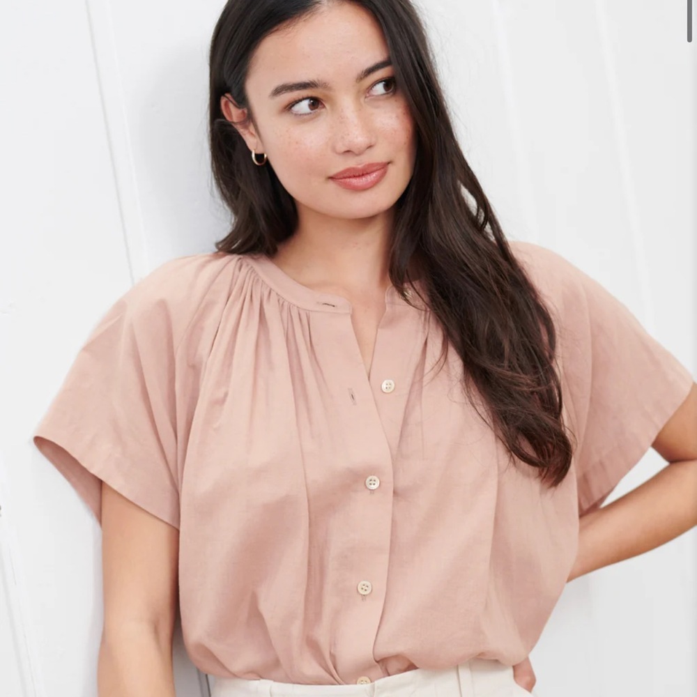 Jenni Kayne Linen Willow Blouse in Blush XS